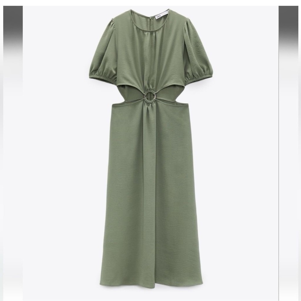 Zara Midi Cut Out Green Dress